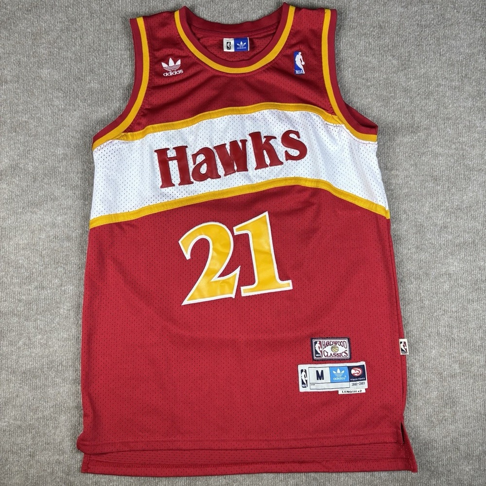 Adidas Hawks Dominique Wilkins #21 Hardwood Classics Jersey Mens‎ M Red NBA